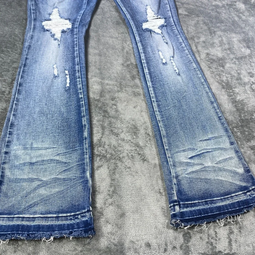 Rockstar Original Jeans Flare Denim Womens XL Distressed Bootcut 32x34 Raw Hem